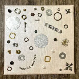 HAND CRAFTED Found Objects MIXED MEDIA Mixed Metals on Canvas WALL ART